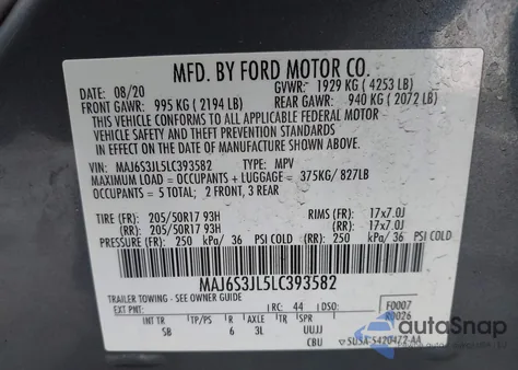 2020 Ford Ecosport Ses from USA, damaged, VIN MAJ6S3JL5LC393582